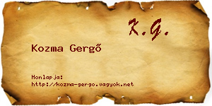 Kozma Gergő névjegykártya